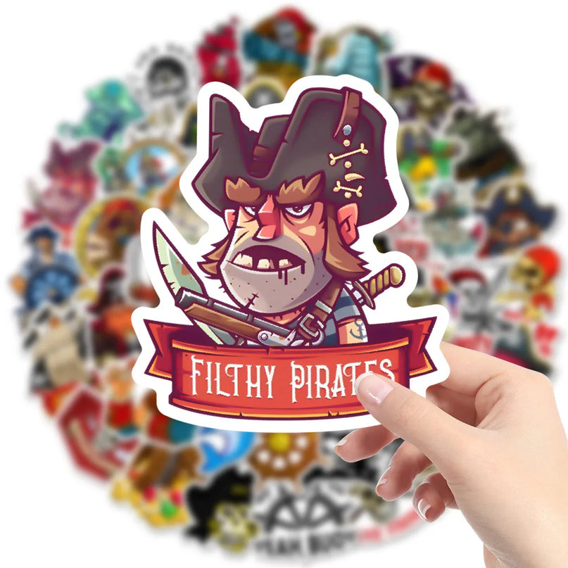 Piraten Sticker Set Detailansicht verschiedene Motive