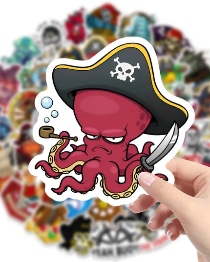 Piraten Aufkleber klein 10 Stueck Kraken Pirat Cartoon