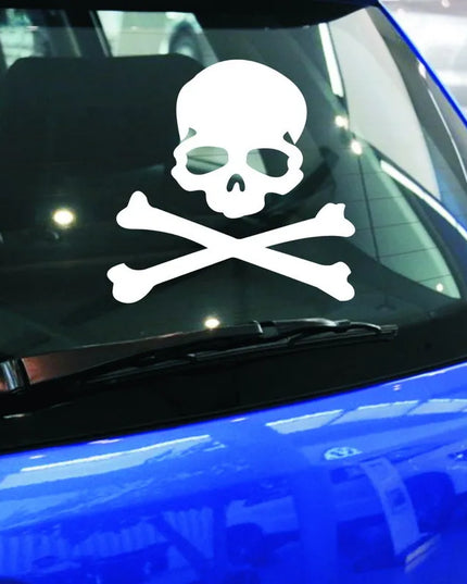 Reflektierender Totenkopf Sticker weiss verschiedene Groessen