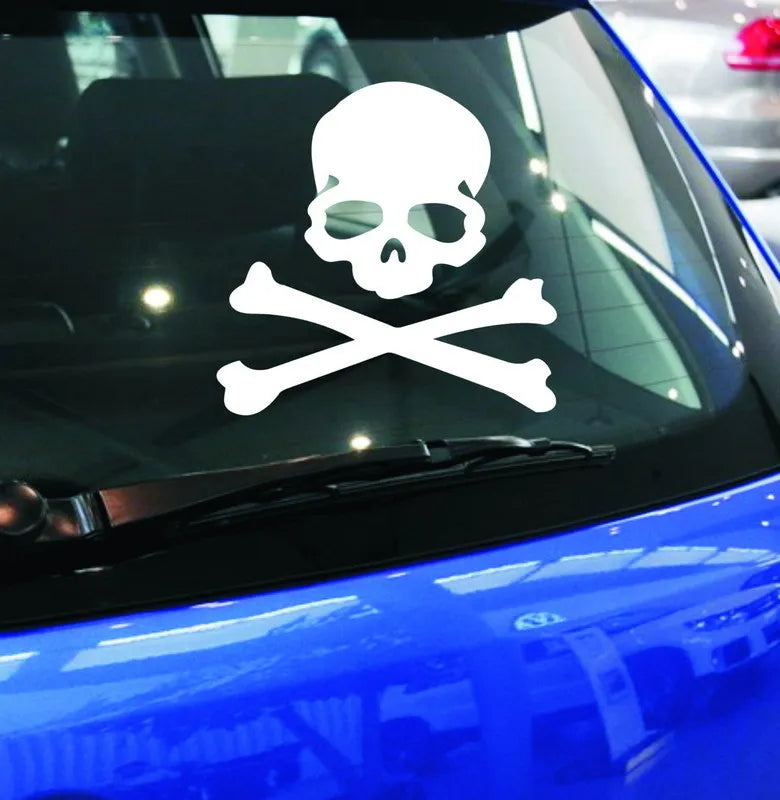 Reflektierender Totenkopf Sticker weiss verschiedene Groessen