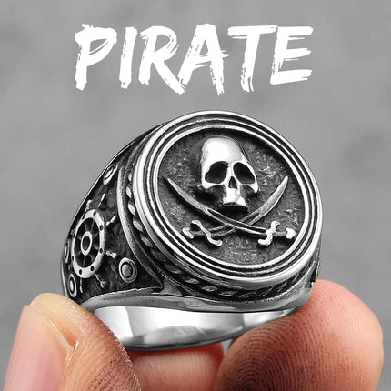 Silberner Totenkopf-Piratenring