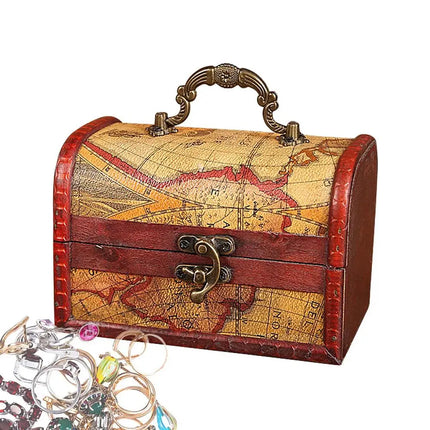 Piratentruhe Holz Vintage Landkarten-Motiv
