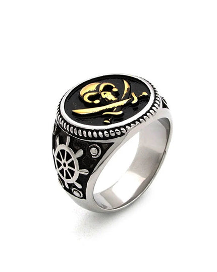 Goldener Skull-Ring im Piratenstil