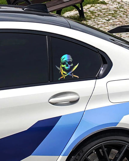 Totenkopf Aufkleber Gold holografisch Verpackung