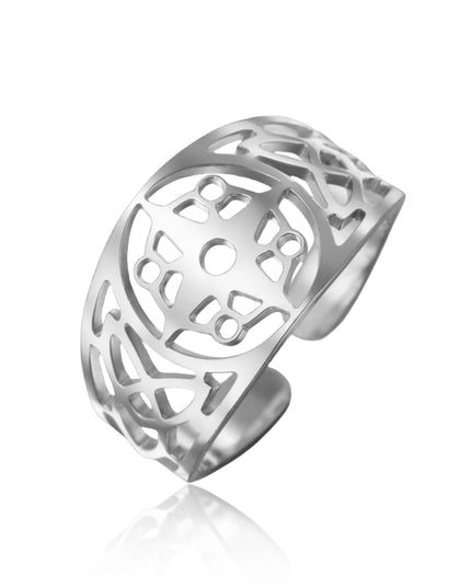 Silberner Kompass-Ring mit keltischem Muster