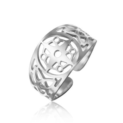 Silberner Kompass-Ring mit keltischem Muster