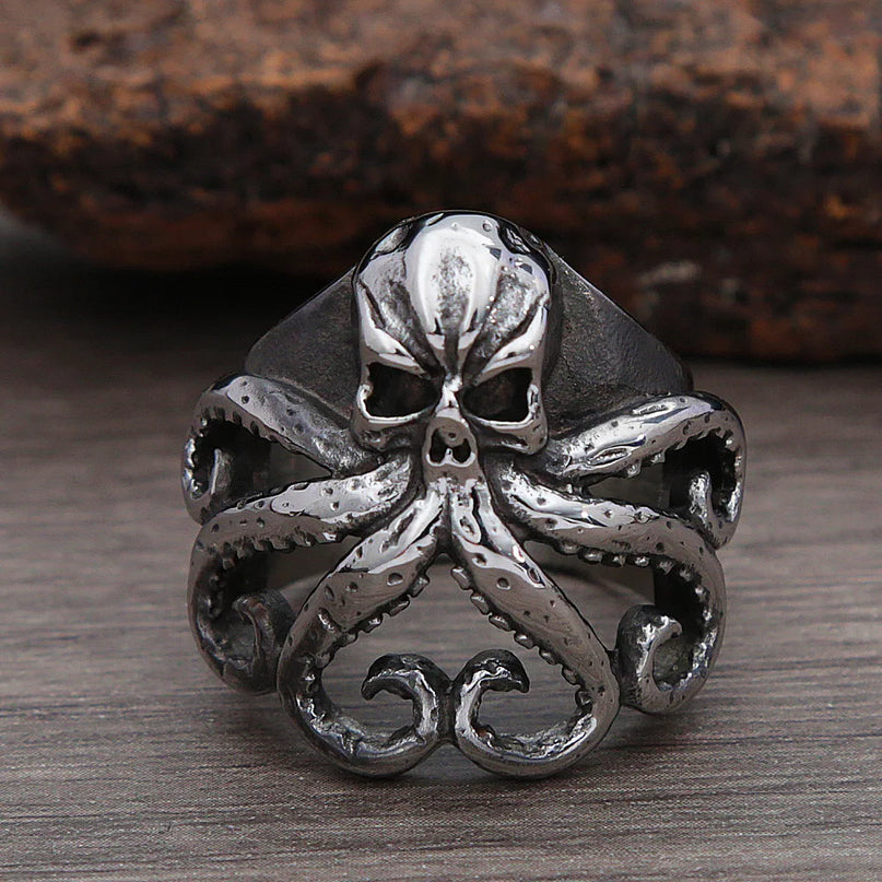 Schmaler Tentakel-Ring aus Edelstahl