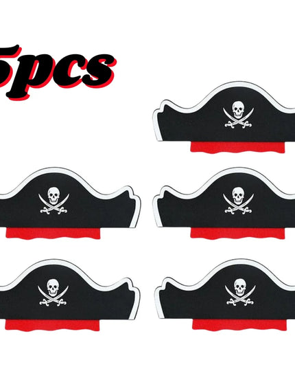 Piratenhut Fasching 5er Set Filz Totenkopf schwarz