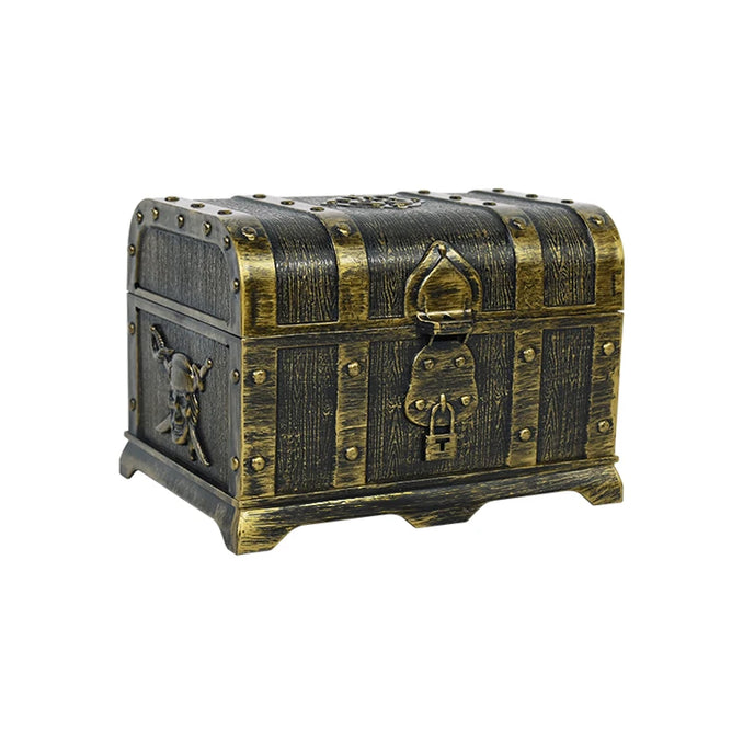 Piratentruhe Rollenspiel bronze gold Kunststoff Totenkopf Motiv