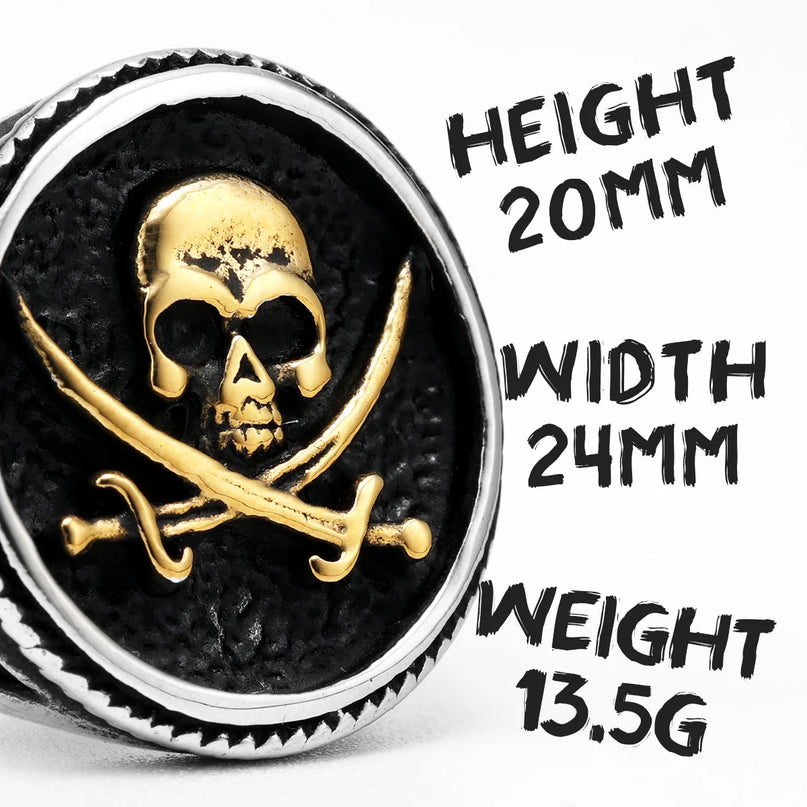 Goldener Jolly Roger Ring aus Stahl