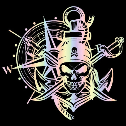 Piraten Totenkopf Aufkleber holografisch Rainbow 50x46cm