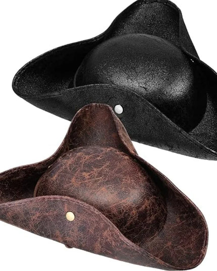 Piratenhut Leder Seitenansicht mit Messingknopf