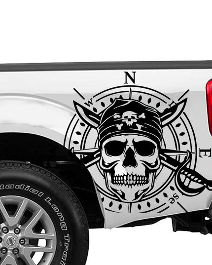 Oranger Piraten Kompass Totenkopf Decal Nahaufnahme