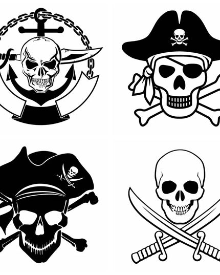 Cartoon Piraten Totenkopf Vinyl Decal Groessentabelle N645