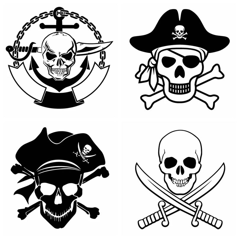 Cartoon Piraten Totenkopf Vinyl Decal Groessentabelle N645