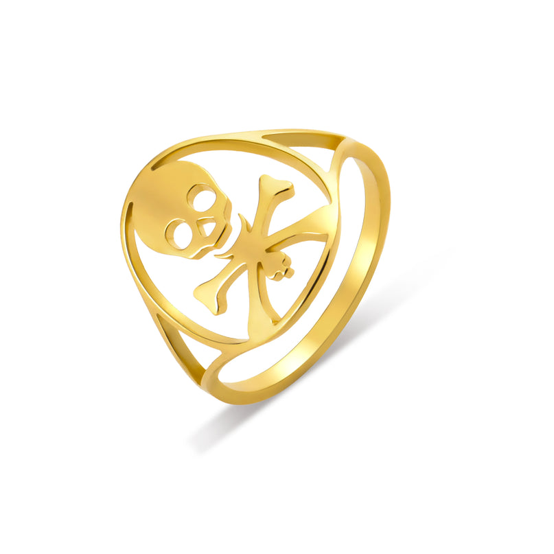 Kleiner Totenkopf-Ring mit Kreuzknochen