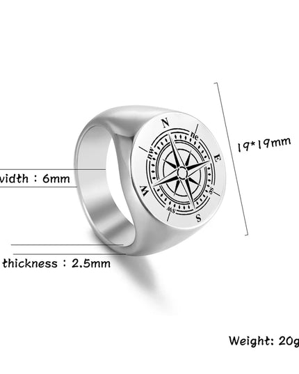 Steuerrad-Ring mit Windrose graviert