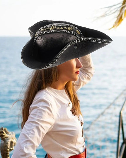 Steampunk Piratenhut getragen Modelfoto braunes Leder