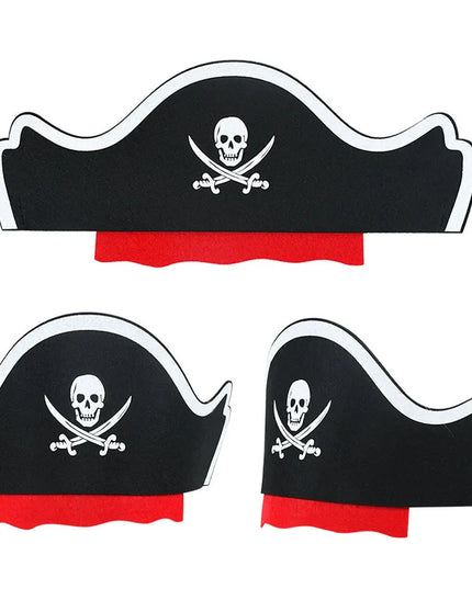 Piratenhut Schwarz Silber Set getragen Kind