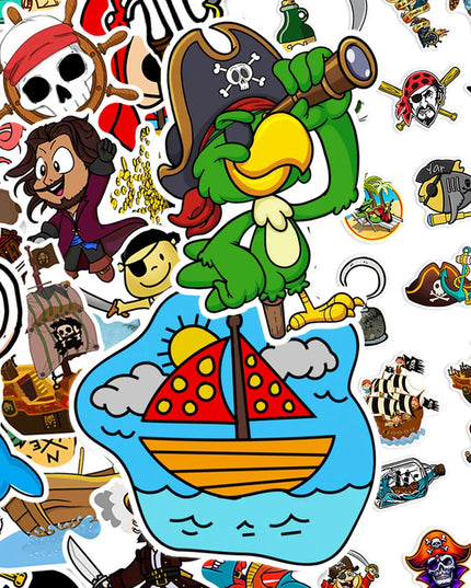 Piraten Aufkleber Kinderzimmer 10 Stueck Cartoon Piratenmotive