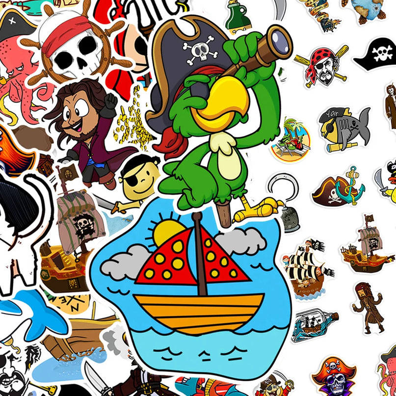 Piraten Aufkleber Kinderzimmer 10 Stueck Cartoon Piratenmotive