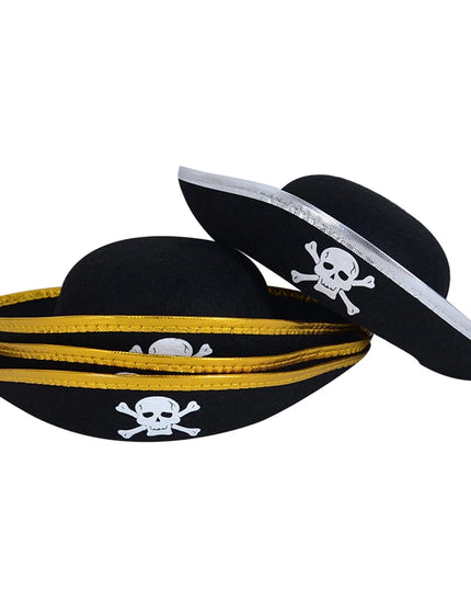 Piratenhut Totenkopf Gold Vorderansicht Jolly Roger