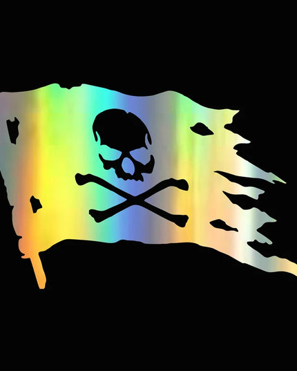 Piraten Flagge Aufkleber Vinyl holographisch Jolly Roger Totenkopf
