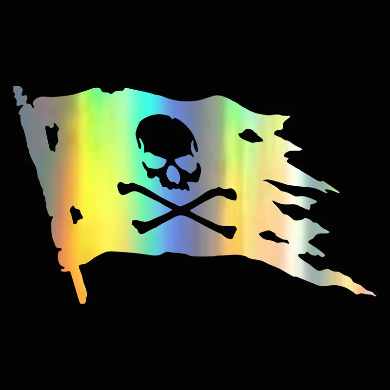 Piraten Flagge Aufkleber Vinyl holographisch Jolly Roger Totenkopf