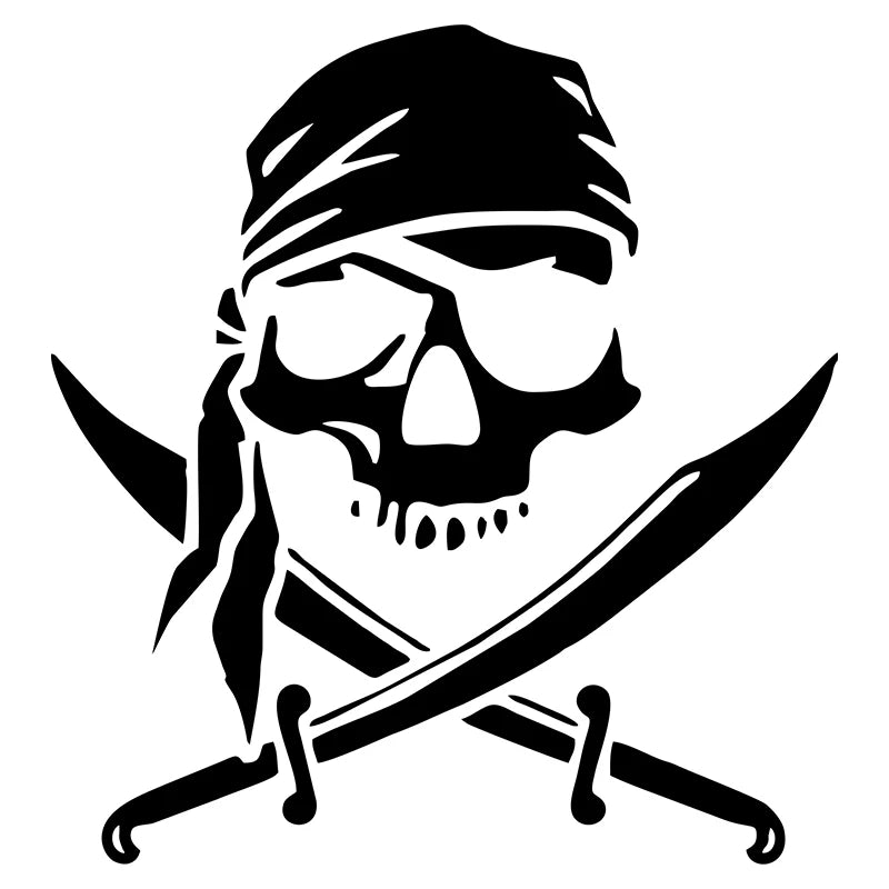Totenkopf Aufkleber klein schwarz 15x16cm Bandana Sabel