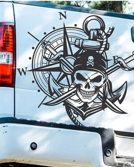 Totenkopf Pirat Vinyl Aufkleber schwarz Konturschnitt