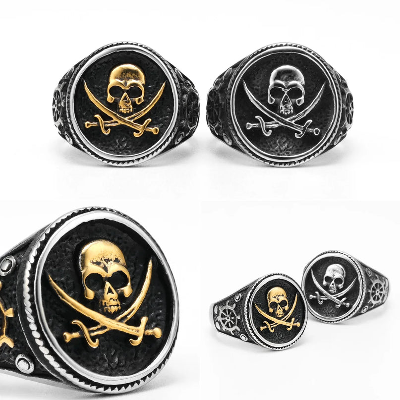 Totenkopf-Ring mit gekreuzten Knochen