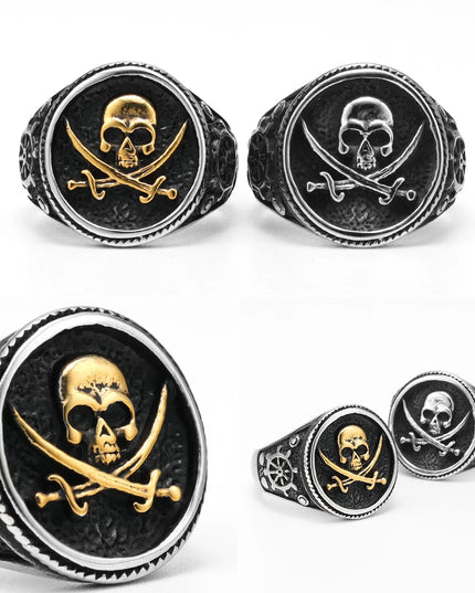 Silberner Totenkopf-Piratenring