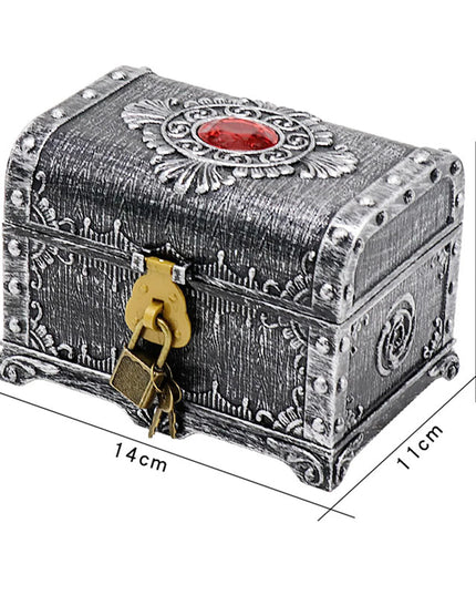 Piratentruhe mit Schloss silber antik Kunststoff 14cm