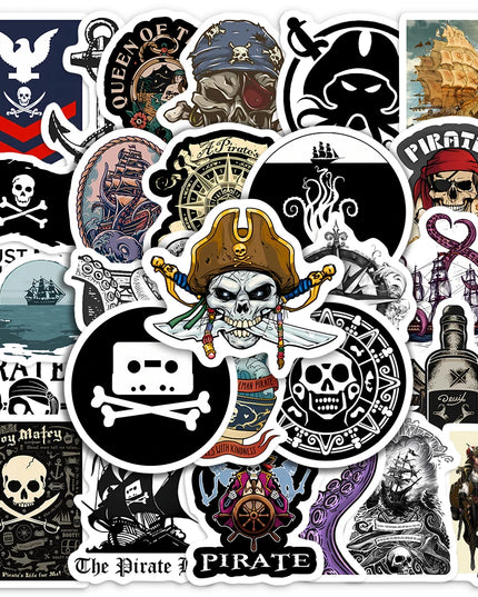 Piraten Aufkleber LKW 50 Stueck schwarzweiss Sticker Set