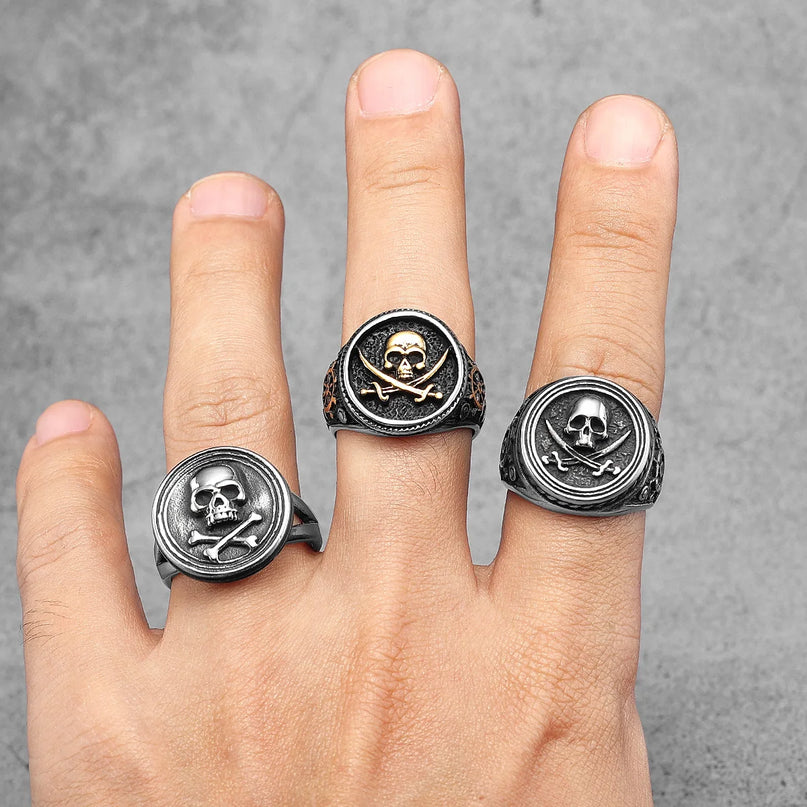 Silberner Totenkopf-Piratenring