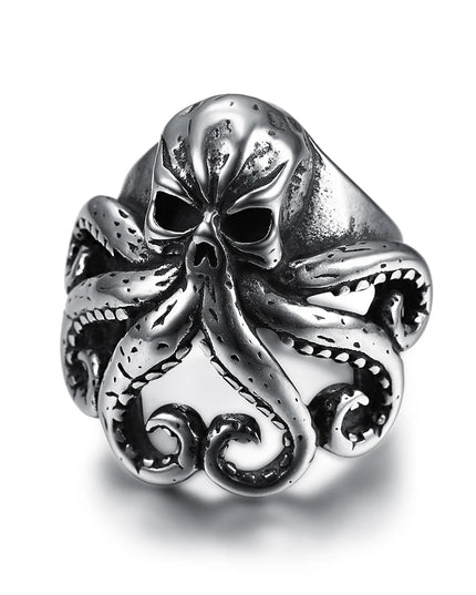 Silberner Skull Ring mit Krakenarmen