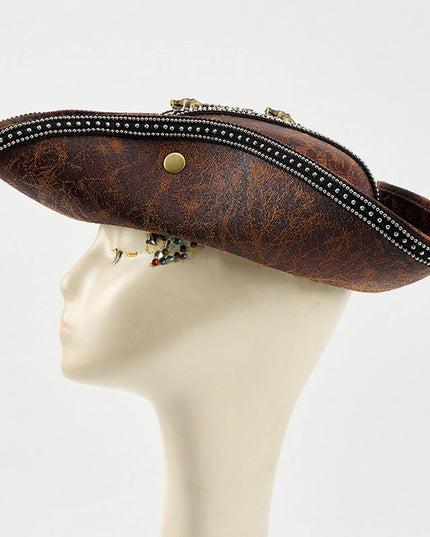 Piratenhut PU-Leder vintage Draufsicht