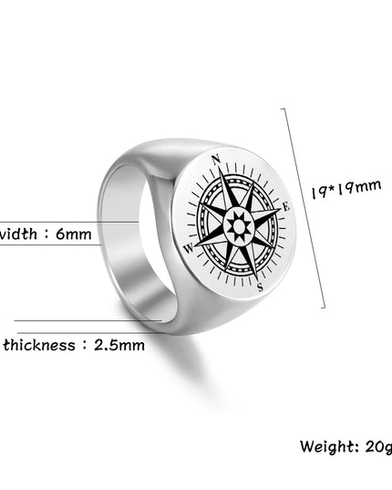 Markanter Kompass-Ring fuer Maenner