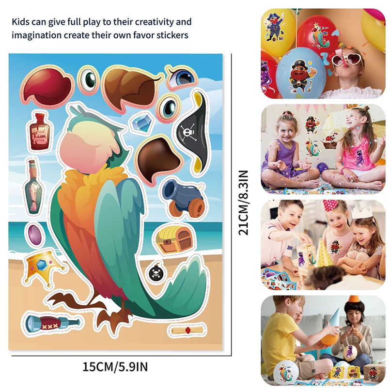 Piraten Puzzle Sticker Bogen Einzelansicht Pirat mit Accessoires