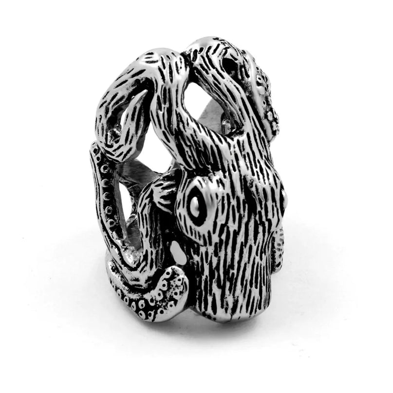 Verschlungener Oktopus-Ring aus Stahl