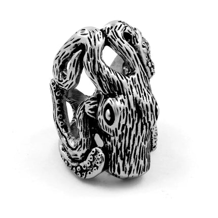 Verschlungener Oktopus-Ring aus Stahl