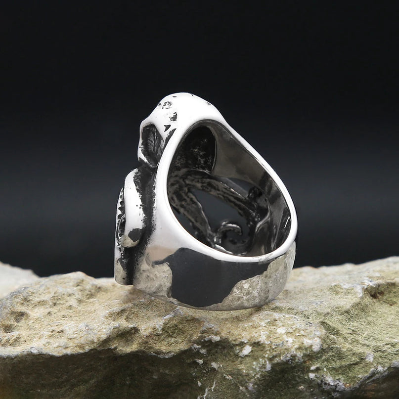 Totenkopf-Oktopus Ring im Piratenstil