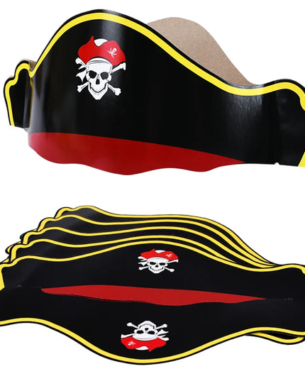Piratenhut mit Totenkopf 5er Set Papier schwarz gold