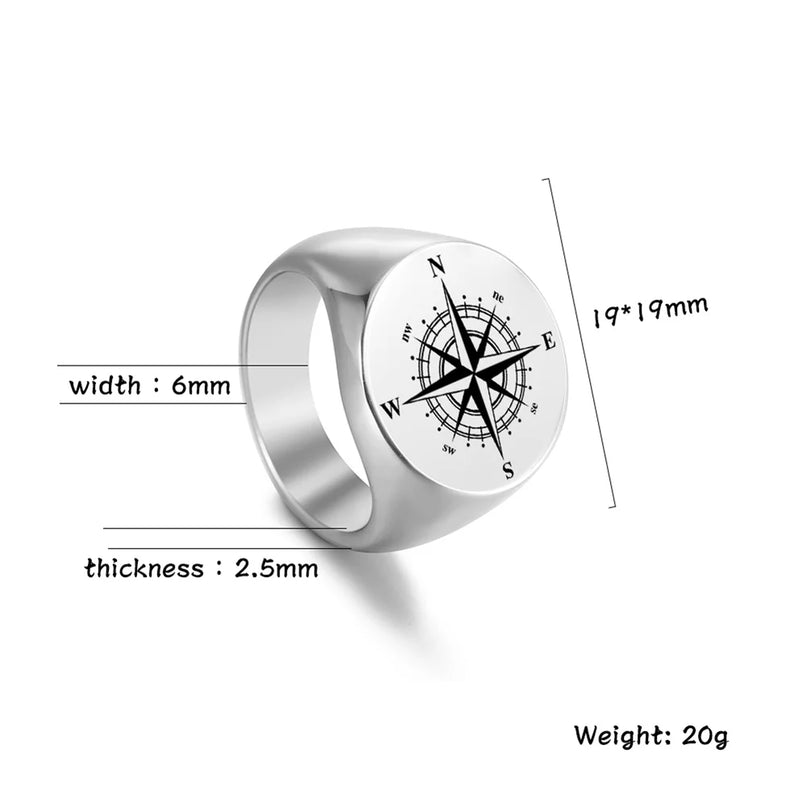 Steuerrad-Ring mit Windrose graviert