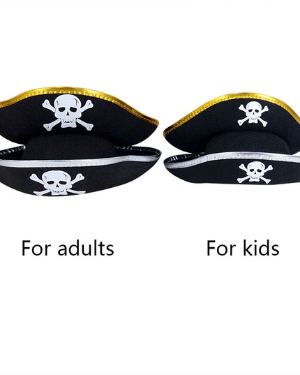 Mini Piratenhut Filz Detail Totenkopf Aufdruck