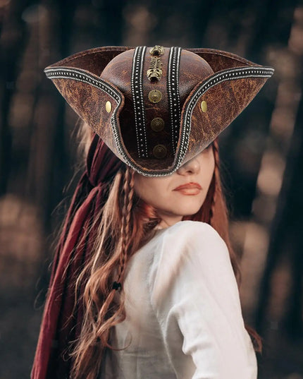 Steampunk Piratenhut Detail Messingnieten Verzierung