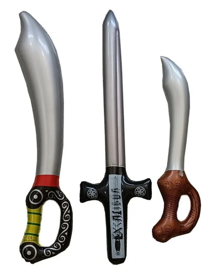 2 silberne aufblasbare Piratensäbel 68cm