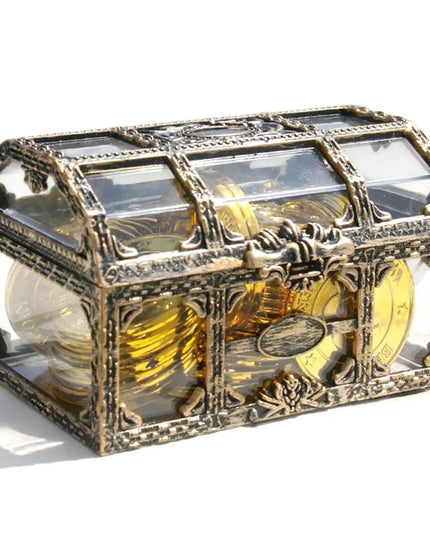 Piratentruhe mit Goldmuenzen transparent antik