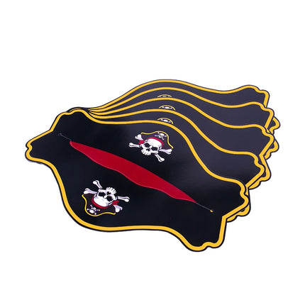 Fasching Piratenhut 5er Set Papier schwarz goldener Rand