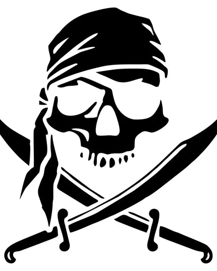 Weisser Piraten Aufkleber verschiedene Anwendungsflaechen